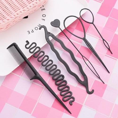 Newstyle 6pcs/set Hairstyle Braiding Tools Pull-through Hair Needle Hair Dispenser Disk Hair Comb Hair accessories