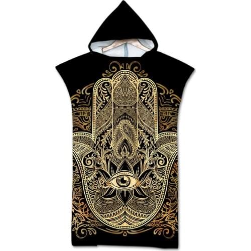 Fashion New Adult Hooded Beach Changing Cloak Bathrobe 3D Printing Large Size Loose Hoode Bath Towel Cartoon Animal Wolf Lion