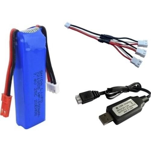 Original 7.4v 650mah lipo battery and charger for WLtoys A202 A212 A222 A232 A242 A252 4WD RC Car 7.4 V 721855 2S battery