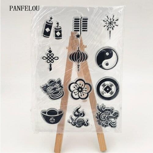 PANFELOU 11*16cm Asiatic symbol Transparent Silicone Rubber Clear Stamps Scrapbooking/DIY Easter New Year wedding cards
