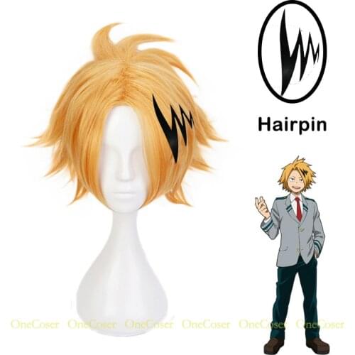 Anime My Hero Academia Kaminari Denki Cosplay Wig Short Wig Hairpin Boku no Hero Academia Heat-resistant Fiber Hair + Wig Cap