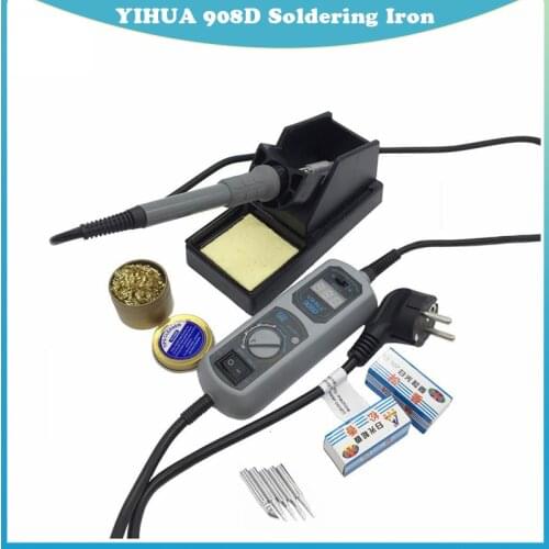 Original High Quality 220V/110V YIHUA 908D Soldering Iron Temperature Adjustable Electric Welding Soldering Iron with 5tip stand