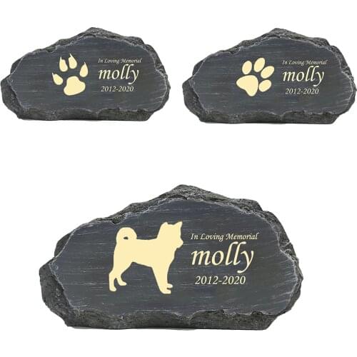 Personalized Pet Memorial Stone Mountain Shape Pet Grave Marker Tombstone Garden Stone Customizable Name&Date For 49-63 Patterns