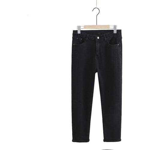 Plus Size XL-4XL Black Grey Womens Stretchable Jeans Casual Oversized Slim Denim Pants