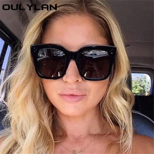 Oulylan 2021 Luxury Square Sunglasses Women Men Brand Design Vintage Big Frame Sun Glasses Ladies Gradient Black Eyewear UV400