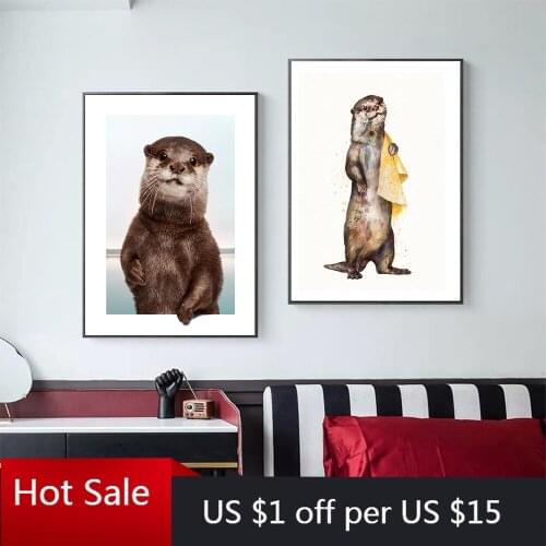 Modern Canvas Painting Animal Wall Art Cute Posters and Prints Wall Decor Pictures for Living Home Room Decoration