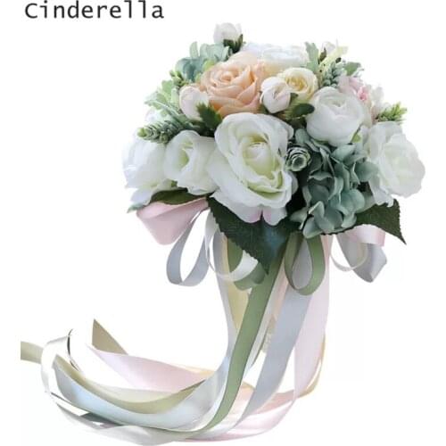 Cinderella Champagne Color Wedding Bouquets Bridal Bridesmaid Flower Artificial Simulate Ivory Flower Bouquets
