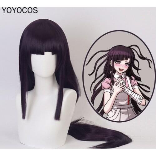 YOYOCOS Danganronpa Dangan Ronpa 2 Mikan Tsumiki Cosplay Wig Black straight hair Heat Resistant Synthetic Hair Wig 2021 New