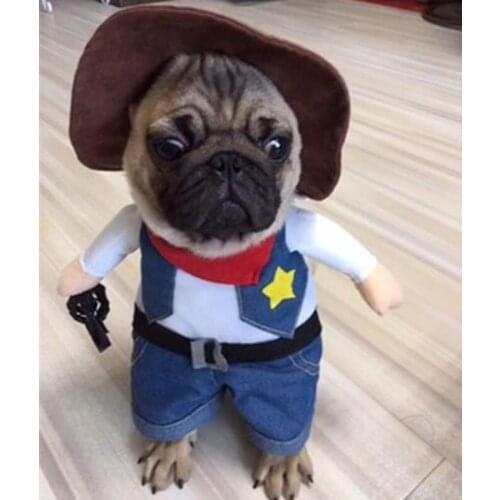 Funny Pet Dog Clothes Cowboy Cosplay Suit For Dog Cats Halloween Christmas Clothing Party Dressing Up Dog Clothing Bulldog Pug