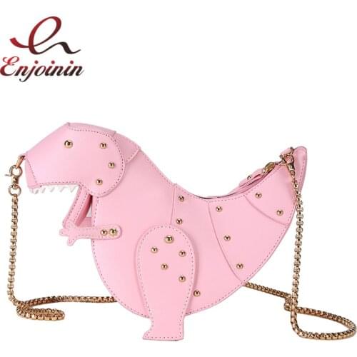 Dinosaur Design Rivets Womens Purses and Handbags Shoulder Chain Bag Designer Small Crossbody Bag Female Clutch Bag Pu Leather