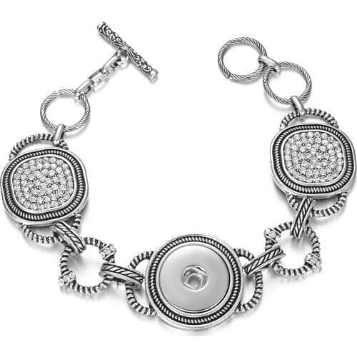 Ginger Snap Bracelet Women Interchangeable Jewelry Fit 18mm Snap Button Vintage Snap Charms Crystal Bracelets & Bangle NN-752