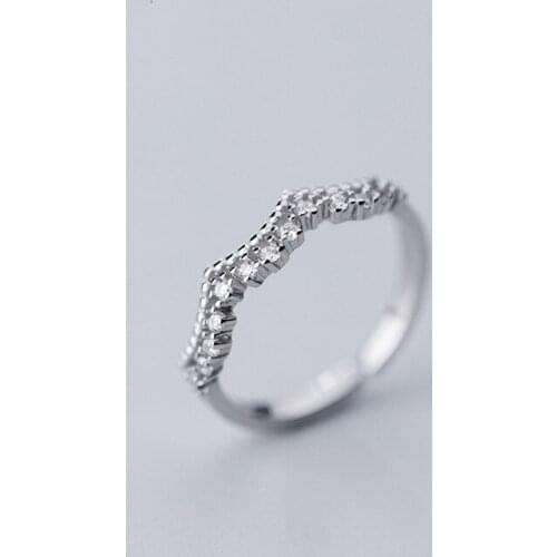 HF JEL 100% 925 Sterling Silver Rings for Women Adjustable Cubic Zirconia Rings 925 Silver Jewelry Engagement Anniversary Gift