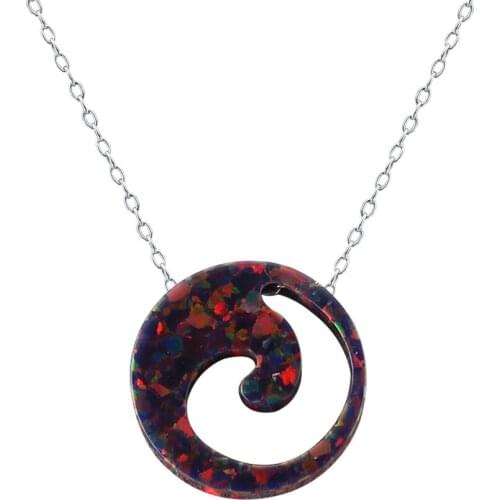 Swirl ethiopian opal necklace women natural stone necklaces & pendants 925 sterling silver necklace chokers bijoux femme