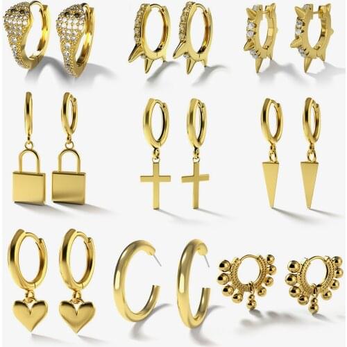 Miwens Gold Metal Heart Circle Dangle Drop Earrings For Women Maxi Lock Pendant Statement Earrings Lady Vintage CZ Awl Jewelry