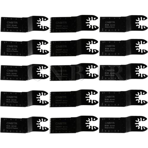 15PCS CNBTR Black HCS & M42 HSS Quick Release Oscillating Saw Blade