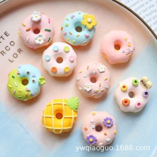 20pcs 2.5cm Trendy Cute Resin Simulation Donut Cameos Cabochon Doll House Toy For DIY Hair Bow Jewelry Accessories
