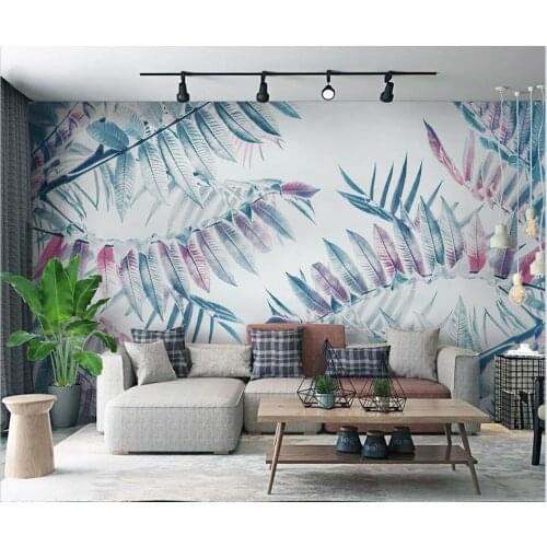 Beibehang Custom 3d wallpaper Nordic hand-painted watercolor tropical plants childrens room background mural 3d wallpaper