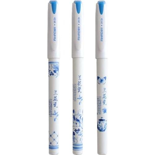 4Pcs/lot Vintage Retro Chinese Style Gel Pen Blue And White Porcelain Stationery Office School Supplies Gift Free Shipping