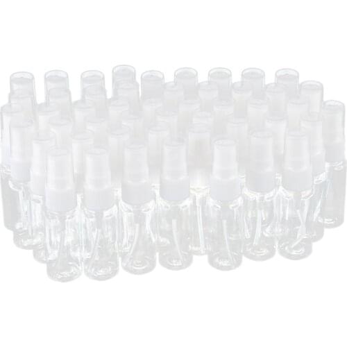 50pcs Empty Clear Plastic Fine Mist Spray Bottles with Microfiber Cleaning Cloth 20ml Refillable Container Perfect for Cleaning