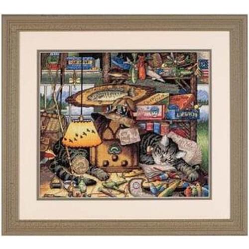 Top Quality Lovely Counted Cross Stitch Kit Max in The Adirondacks Kitty Cat Sleeping dim 35088