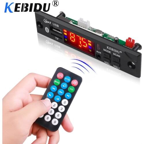 Kebidu Car Audio USB TF FM Radio Module Wireless Bluetooth 5V 12V MP3 WMA Decoder Board MP3 Player with Remote Control For Car