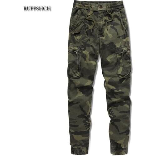 Ruppshch Men Streetwear Casual Camouflage Jogging Pants Tactical Multi-Pocket Army Pants Outdoor Loose Men Cargo Trousers