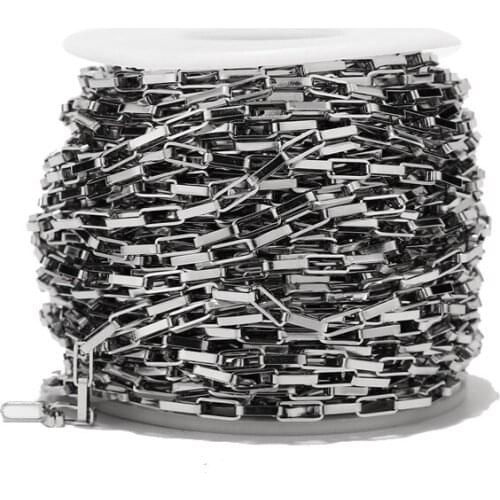 3Meters Stainless Steel 3.2x8mm Link Chain Open Hollow Venetian Box Chains For DIY Jewelry Making Necklaces Bracelet Top Quality