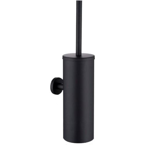 Black/ Brushed Stainless Steel Toilet Brush Bathroom Wall Mounted Toilet Brush Holder Cleaning Tool Bathroom Accessorie