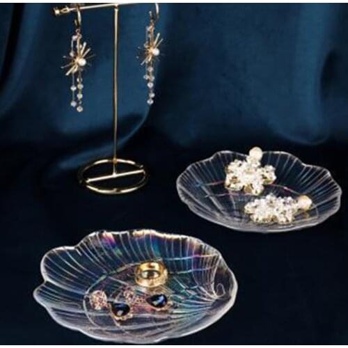 Colorful Shell Glass Plate Jewelry Storage Tray Ring Small Jewelry Nail Head Display Tool Wedding Decoration
