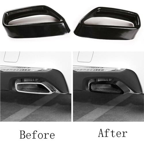 For-BMW 5 Series G30 G38 2018-2021 With Logo Stainless Steel Car Rear Exhaust Muffler Pipe Cover Trim Tail Throat Frame Black