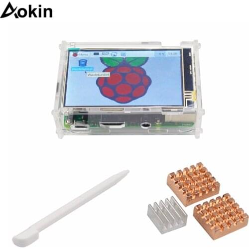 For Raspberry pi case heat sink transparent case for raspberry pi 3/2 with 3.5"LCD touch Screen Display