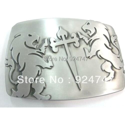 Two lions with cross Belt Buckle