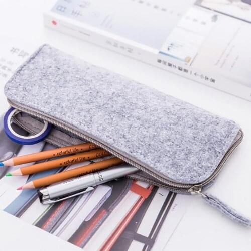 Felt Pencil Pen Case Cosmetic Makeup Coin Pouches Zipper Bag Portable Purse School Stationery Office Supplies Eyeglasses Bag