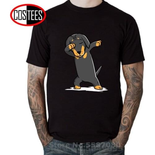Dabbing Dachshund Funny Doxie Leisure T Shirts Dachshund Dog Dab Short Sleeve Clothes High Quality Tee Cotton Round Neck T-Shirt