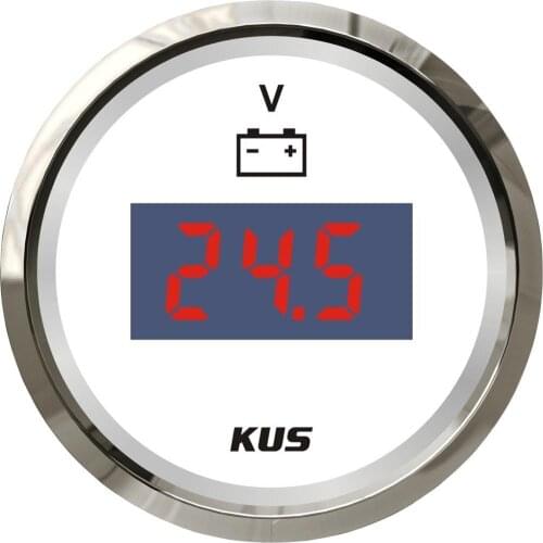 1pc 52mm Digital Voltmeters 8-32vdc Input Signal Volt Meters White Voltage Gauge with Red or Yellow Backlight for Car Ship Truck