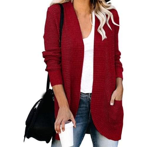 Knitted Long Sleeve Women Sweaters Cardigan Autumn Winter Open Front Drape Pockets Cardigan Sweater Outerwear кардиган женский
