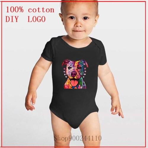 Neon Pitbull Colorful Abstract Dog Faceprinted Baby Bodysuits Boys Girls Jumpsuit Playsuit Cotton Kids Boy Girl Clothes Set