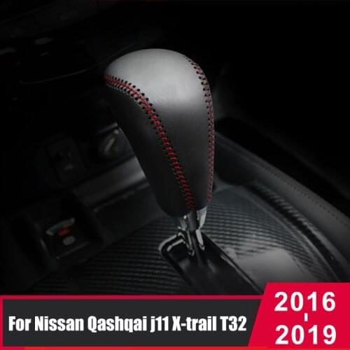 Leather Gear Shift Collars For Nissan Qashqai J11 X-trail X trail t32 2016-2020 Accessories AT Gear Head Shift Knob Cover Case