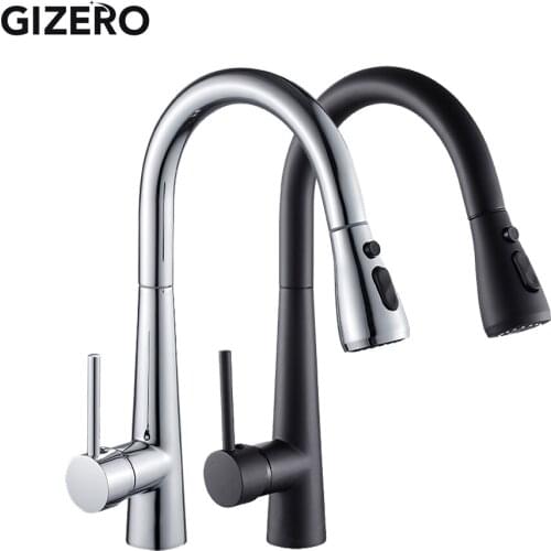 Kitchen Faucet Single Handle Pull Out Faucet Kitchen Sink Swivel Mixer Taps Chrome Black Mixer Cold And Hot Deck Mounted ZR718