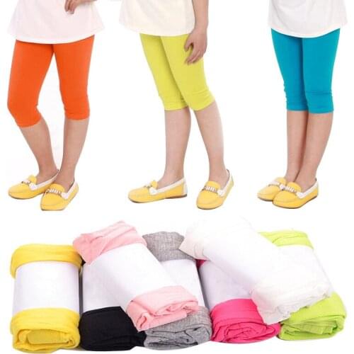 Girls' leggings summer thin baby childrens stretch pants kids elastic elastic waist calf-length 2-11 years old