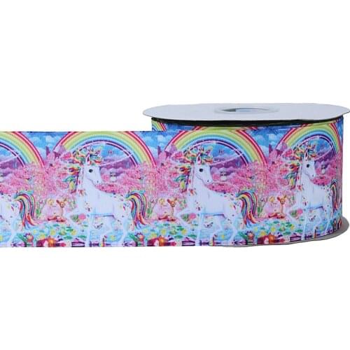 FLRA Ribbon Wholesale rainbow and unicorn printed grosgrain ribbon