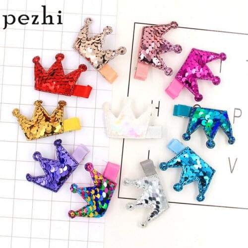 New fish scale sequins double-sided double-color flip crown hairpin girl Liu seaside clip children baby hair accessories