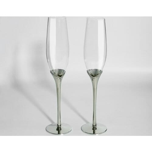 Oh Trend Original Wedding Champagne Glass Wedding Toasting Glasses For Bird And Groom Stainless Steel Stand Wine Cup Gift Brush