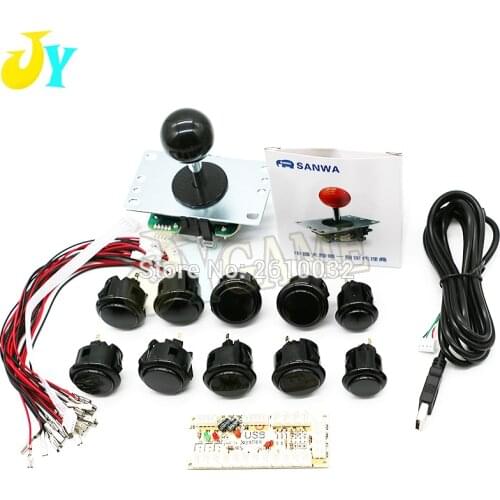 Original SANWA Joystick Arcade Kit DIY With SANWA OBSF-30 Push Button Zero Delay Arcade Joytsick To PC /Raspberry Pi