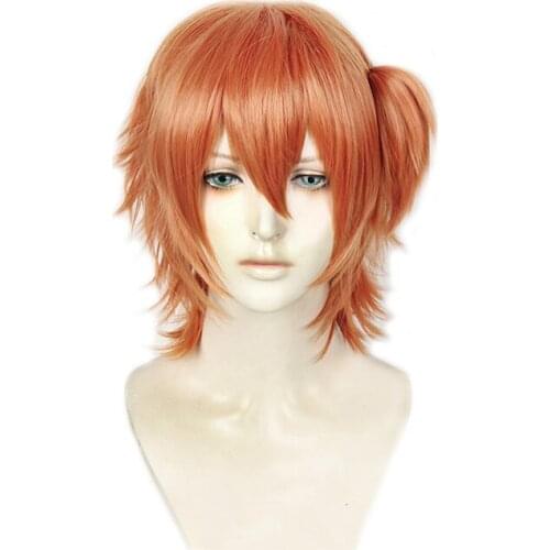 Yarichin Bitch-bu Kyousuke Yaguchi Cosplay Wigs Short Orange Heat Resistant Synthetic Hair Cosplay Wig + Clip Ponytail