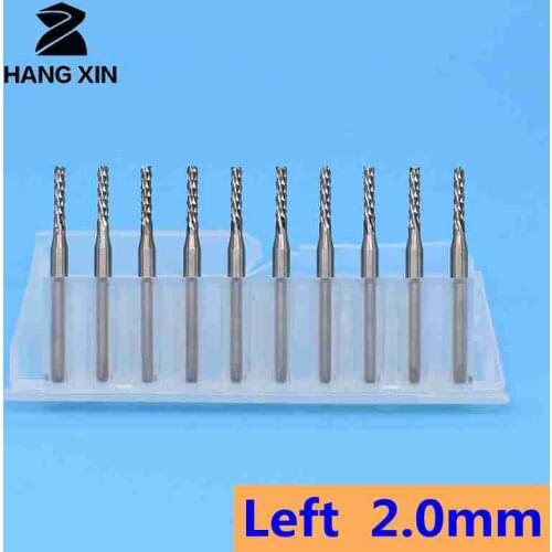 PCB left milling cutter 2.0mm 10PCS fishtail milling cutter corn milling cutter tungsten carbide mini end mill metal chipping