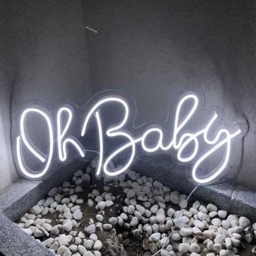 Custom personalized Oh baby neon sign 12V Transparen acrylic white light 3D flex led light home Ins wall decor