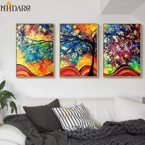 Posters and Prints Canvas Art Painting The Tree of Rainbow Dream Sweet Wall Art Wall Pictures for Living Room Modern Home Decor