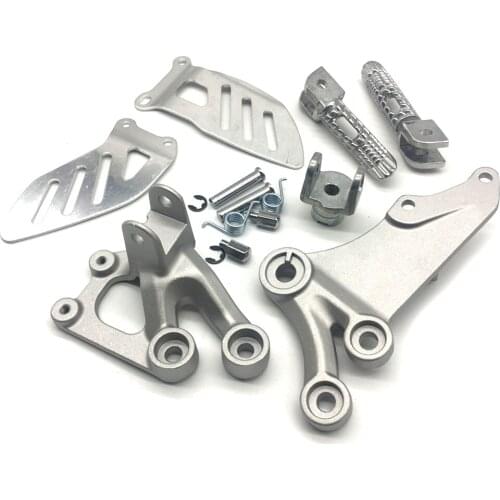 Motorcycle Silver Front Rider Foot Pegs Footrest Bracket Fit For Suzuki GSXR600 GSX-R750 2006-2010