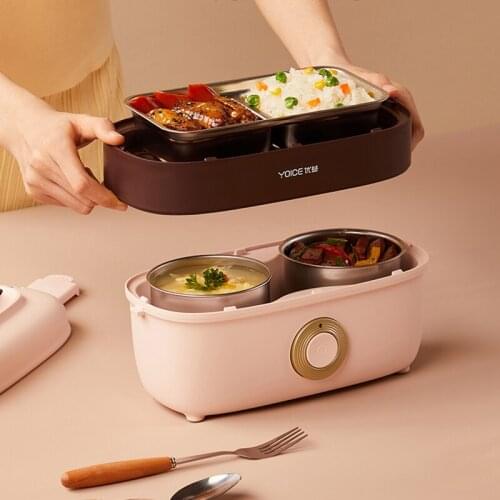 220V Portable Electric Lunch Box Mini Rice Cooker Double Stainless Steel Liner Insulation Smart Food Warmer Steamer For Office